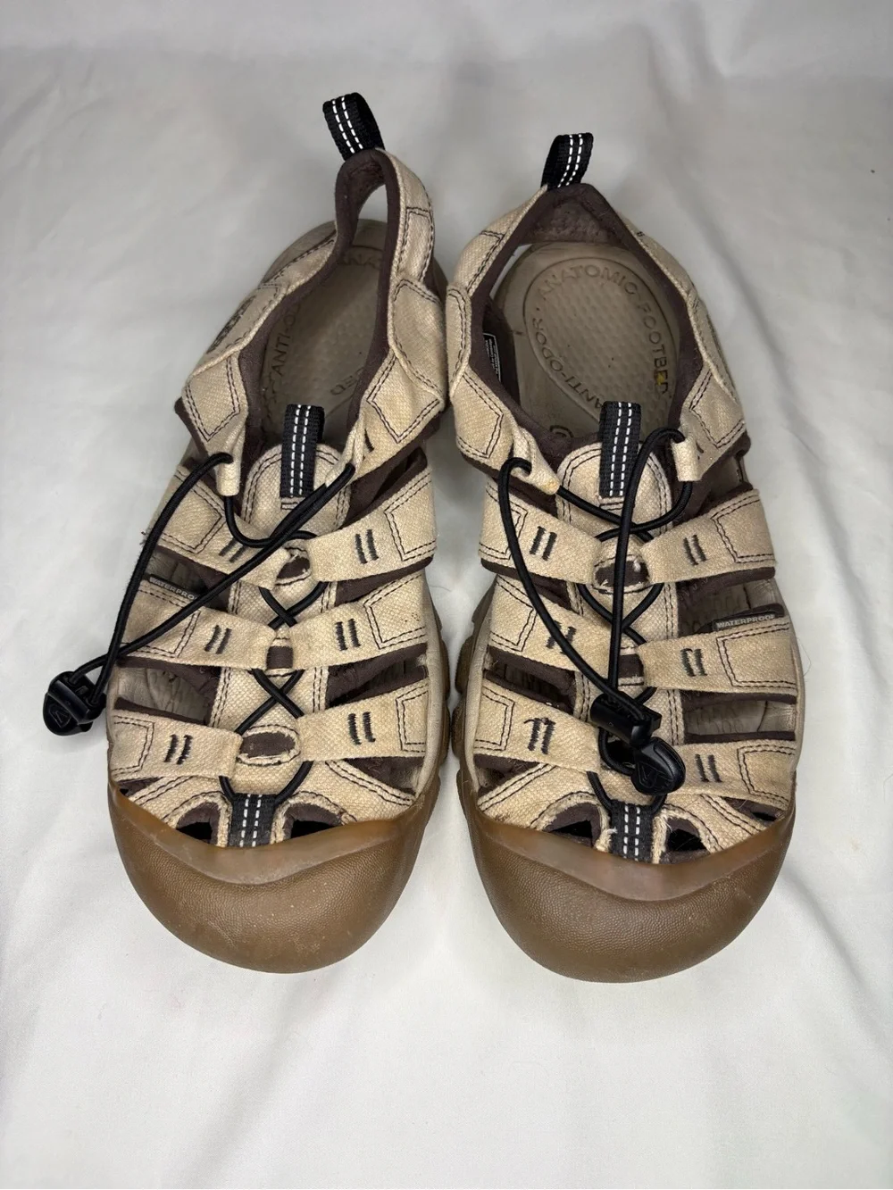 Men’s Keen Beige Closed-Toe Sport Sandals Waterproof Camping Hiking River Shoes